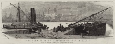 De ontploffing van een Petroleumschip in Calais door Charles William Wyllie
